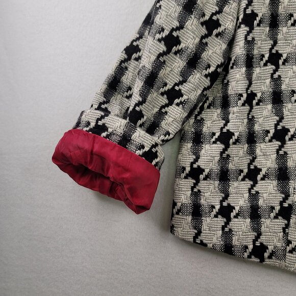 Larry Levine Womens Houndstooth Wool Blend Jacket Size 10 Black & White - Picture 7 of 12